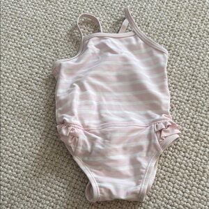 Pink and White Striped Swimsuit